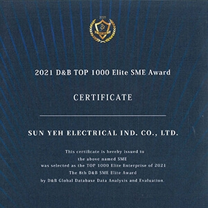 Sun Yeh was honored to receive 2021 D&B Top 1000 Elite SME Award